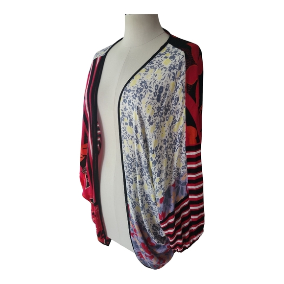 Anna & Ava Multicolor Open Front Kimono Cardigan OS Viscose - Picture 2 of 9